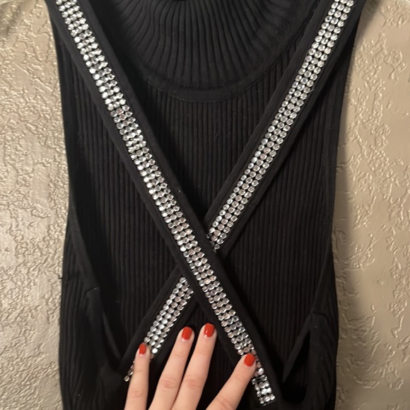 Marciano Tops - ✅HOST PICK✅Marciano Turtle Neck Backless Rhinestone X on back Turtle Neck Top